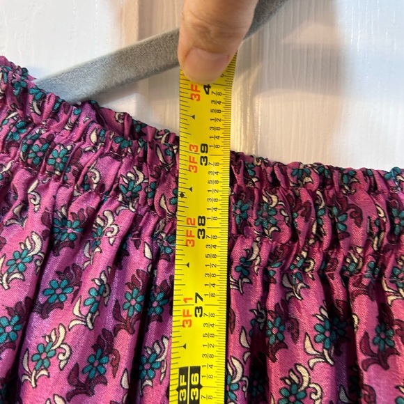 Colorful Patchwork Gypsy Full Maxi Skirt S Multi Fabric Silk Peasant Boho Hippie - Picture 7 of 8